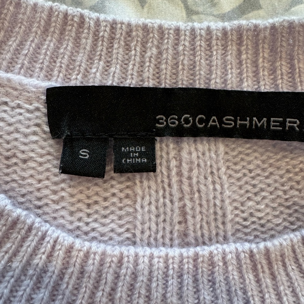 360 Cashmere Lavender Star Crewneck Sweater with Cream Accents - Picture 5 of 7